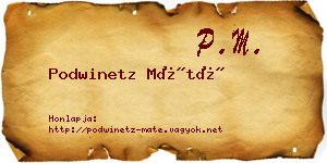 Podwinetz Máté névjegykártya